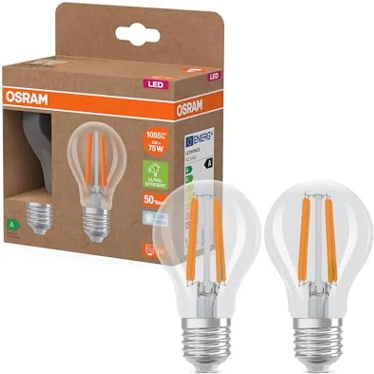 OSRAM LED Birne E27 5W Filament 4.000K, 1055lm, 2er-Pack – Bild 1