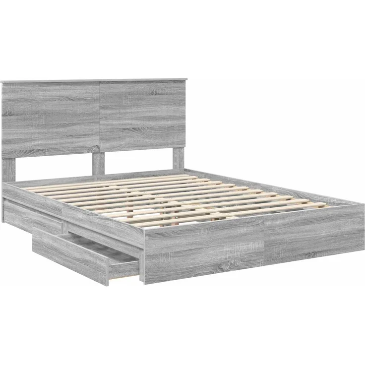 vidaXL Aufbewahrungsbett Graues Sonoma 150 x 200 cm Holzwerkstoff 3411199 – Bild 4