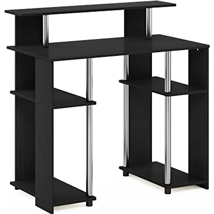 Furinno Jaya Computerschreibtisch im schlichten Design, Americano, Edelstahlrohre – Bild 6
