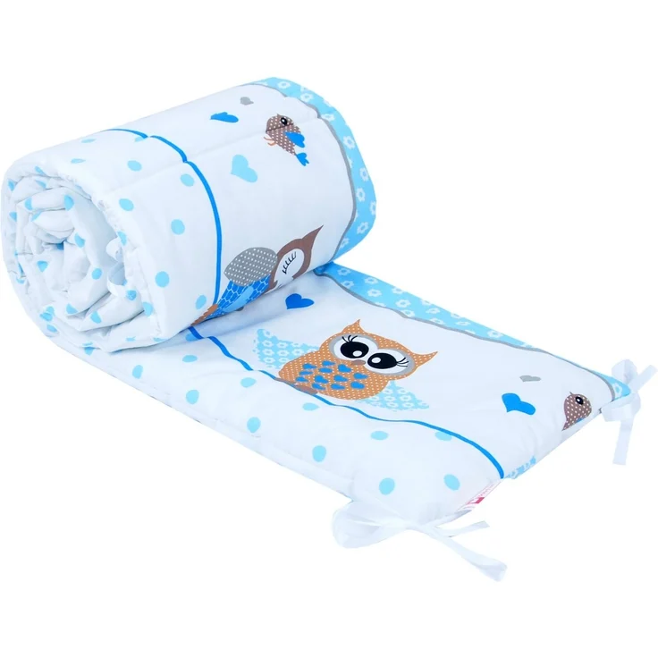 BabyLux Bettnestchen BABYLUX Bettumrandung NESTCHEN Bettnestchen 210 x 30 cm Babybett, 53. Eule Blau Nestchen – Bild 1