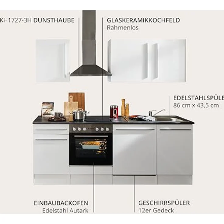 BASIC by Balculina Küchenzeile Jazz, Breite 220 cm, wahlweise mit E-Geräten – Bild 6