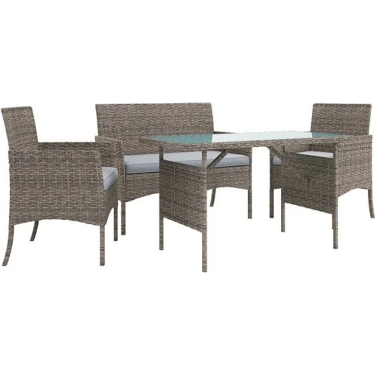 KONIFERA Gartenlounge-Set Balkonset »Ronda«, (Set, 7-tlg, 1x2er Sofa, 2 Sessel, Tisch 56x110x65 cm, inkl. Auflagen), Stahl/Polyrattan – Bild 4