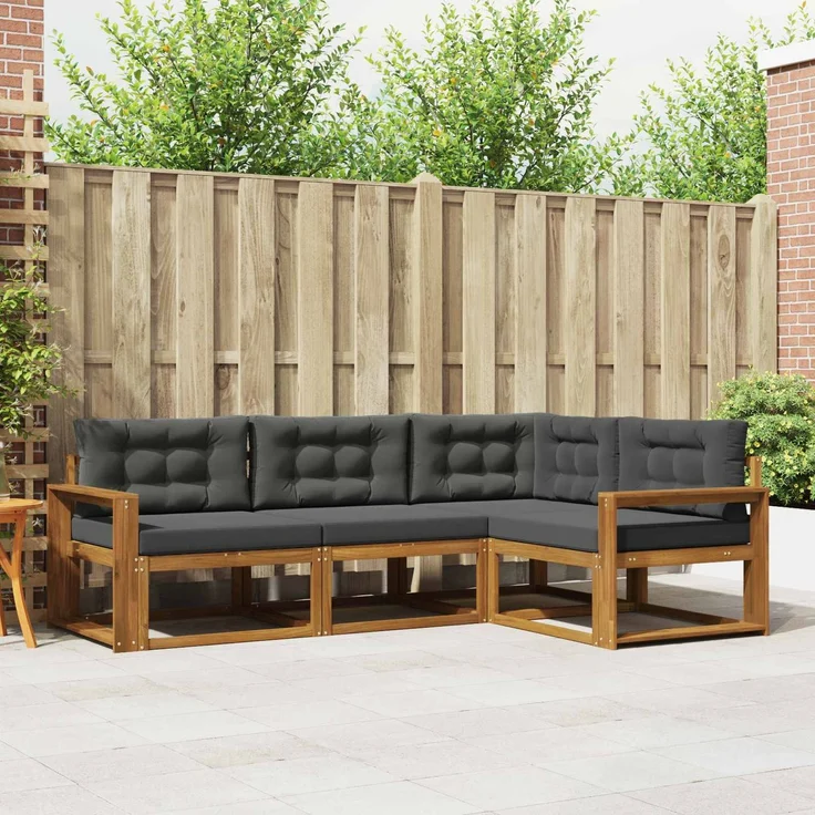 vidaXL Outdoor-Sofagarnitur 4 stk. 4-Sitzer Natur und Anthrazit 3367515 – Bild 1