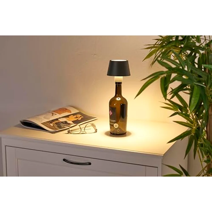Northpoint LED Akku Tischlampe Flaschenlampe mit Touchsensor, warmweißes Licht, IP54, beige – Bild 1