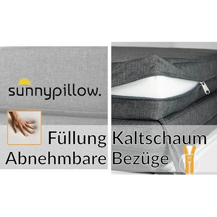 sunnypillow Stuhlkissen 2er Set Stuhlkissen mit Bändern "HAVANA" viele Farben zur Auswahl, Anthrazit – Bild 5