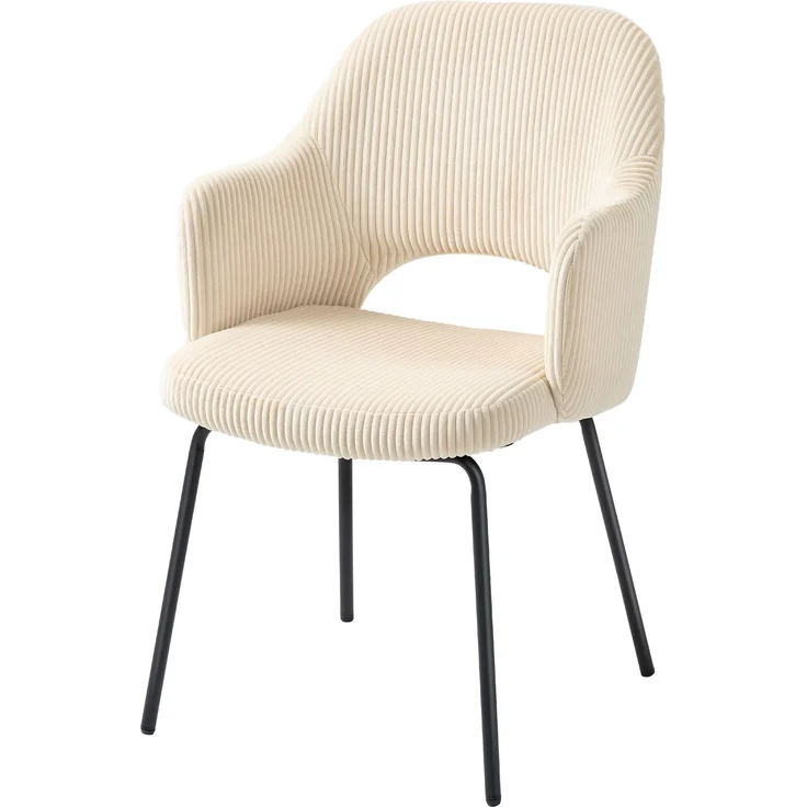 MELAYR, Esszimmerstuhl, Cordbezug, Schalenform, Metallbeine, Fußpolster, Beige, 62.5 x 57 x 85.5 cm – Bild 2
