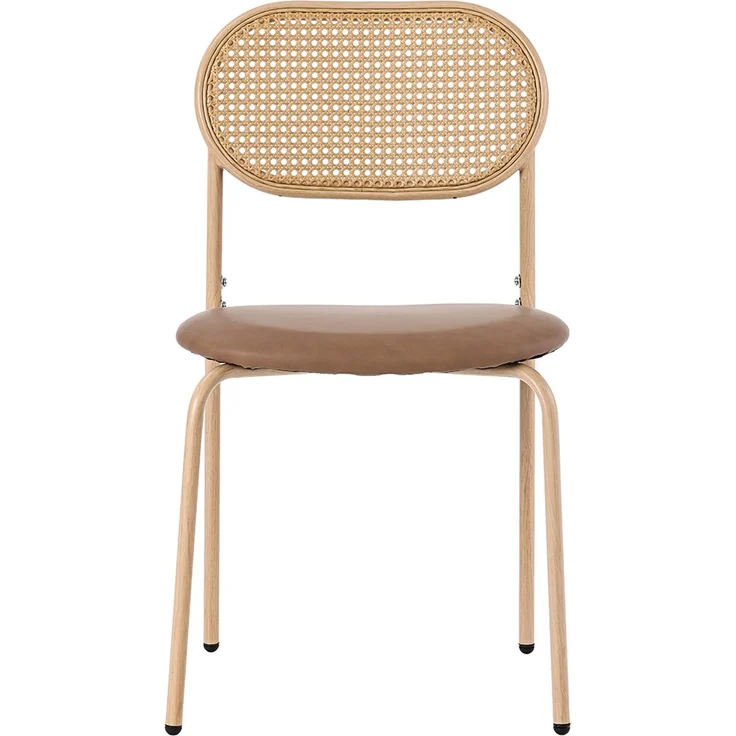 Merax Esszimmerstuhl, (6er set) Freizeitstuhl mit vier Stützbeinen aus Metall, Rattan-Freizeitstuhl, Wohnzimmer- und Schlafzimmerstuhl, Braun – Bild 6
