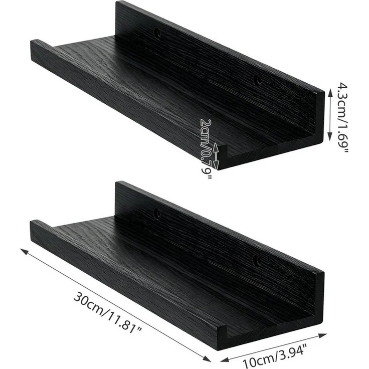 Youyijia Bilderleiste 30 cm Bilderleiste Holz Eiche Massiv, Wandregal Holz schwebend – Bild 3