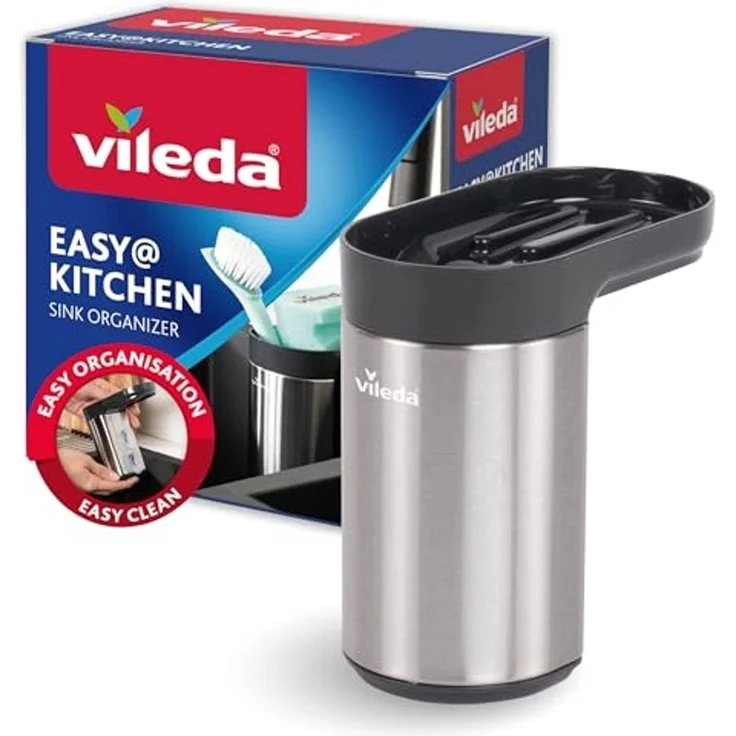 Vileda Küchenorganizer-Set Schwammhalter Spülbecken Edelstahl, (Set, Set), mit Saugnapf, Robust – Bild 1