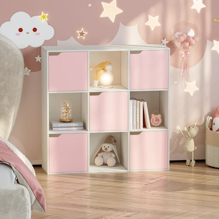 Kinderregal Ljunshund 90x90x30 cm Weiß/Rosa [en. casa]
