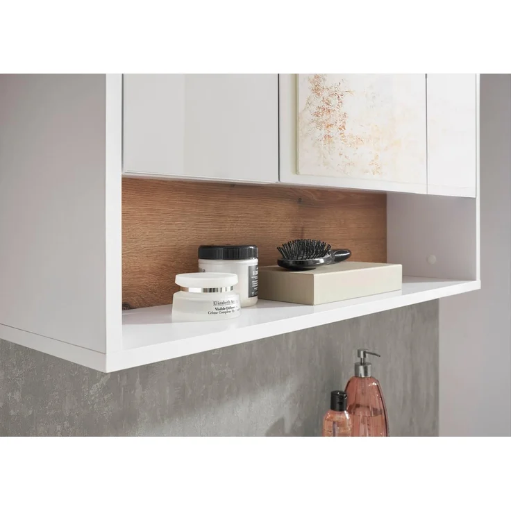 Badezimmerspiegelschrank >Liguria< in Weiß / Evoke Eiche Dekor - 80x72x21cm (BxHxT) – Bild 10