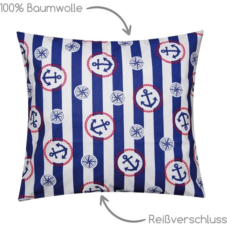 Heubergshop Kissenbezug, (1 Stück), 40x40cm Anker Streifen Matimin Kissenhülle (1-Stück-600/1-40x40) – Bild 2