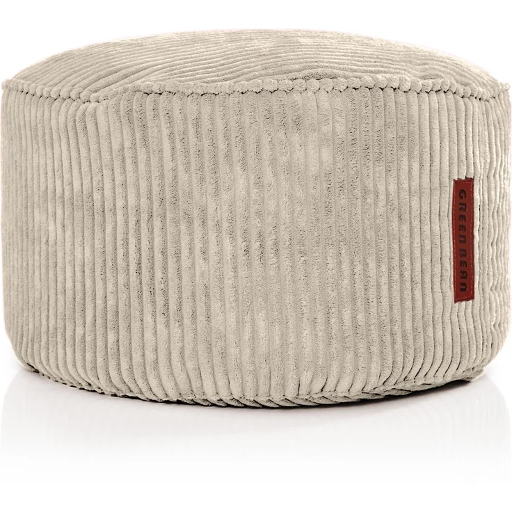 Green Bean® Indoor Sitzhocker Pouf 45x25 cm EPS-Perlen Füllung & Cordstoff Kuschelig Weich Waschbar - Drinnen Bodenkissen Liegekissen Sitzkissen Sitzhocker Relax-Sessel Kinder Erwachsene Stoff Beige