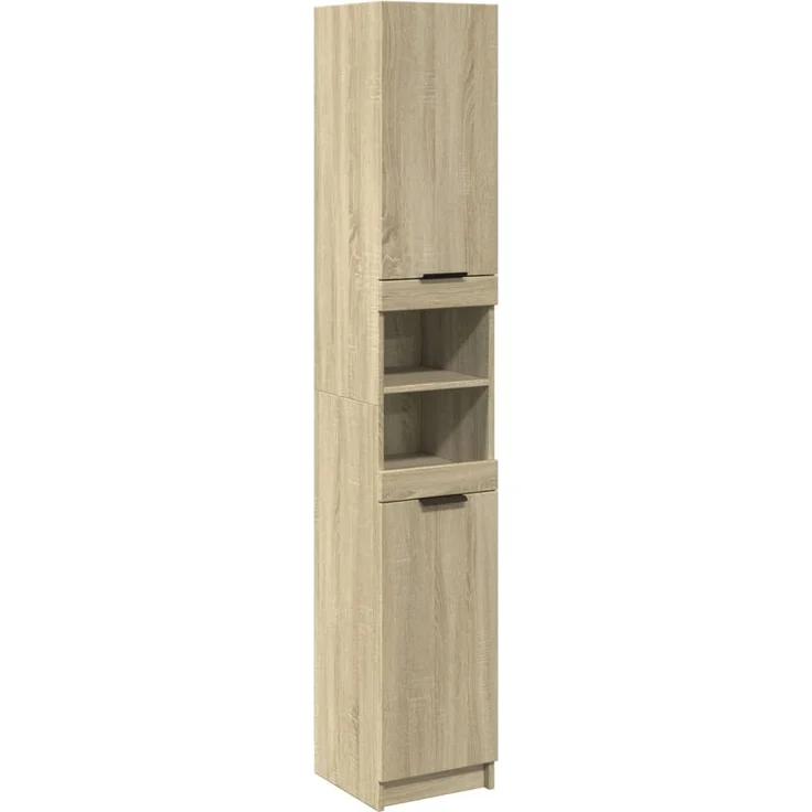 vidaXL Badschrank Sonoma-Eiche 32x34x188,5 cm Holzwerkstoff 849656 – Bild 1