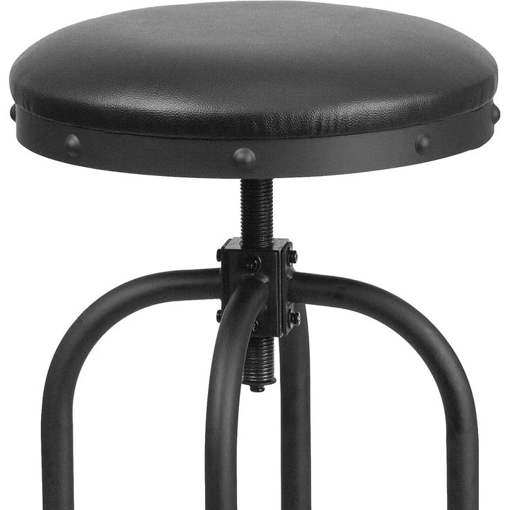Flash Furniture Barhocker mit Drehheber, Ledersitz, Metall, schwarz, 82,55 x 50,8 x 31,114999999999999999998 cm – Bild 5