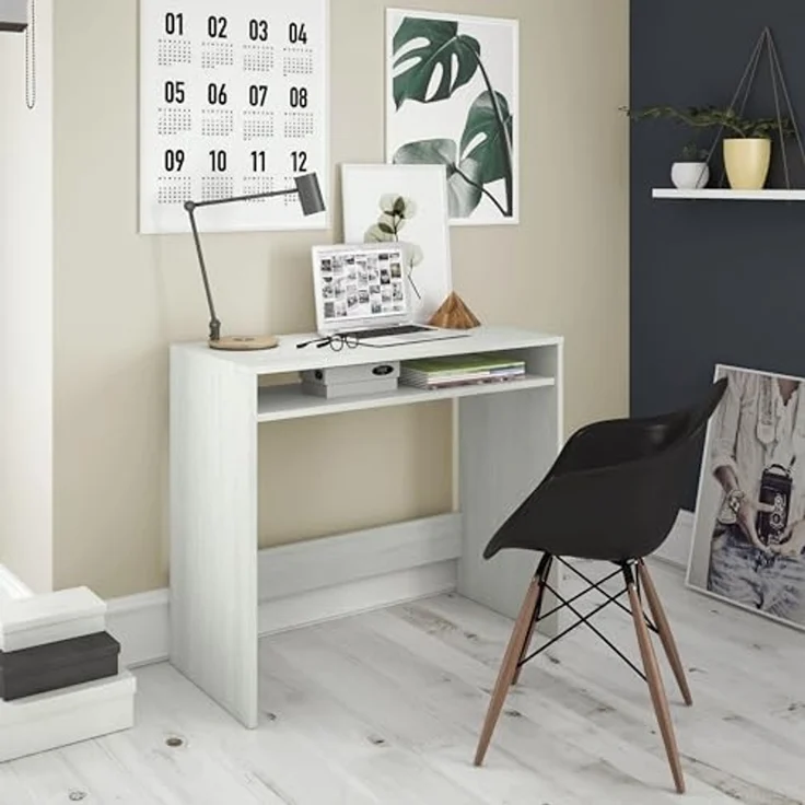 Habitdesign, Schreibtisch in Alpenweiß – kompakter Computertisch/Jugendtisch, für kleine Räume, Studium oder Kinderzimmer, Maße: 79 x 79 x 43 cm (B x H x T), Modell Star New – Bild 2