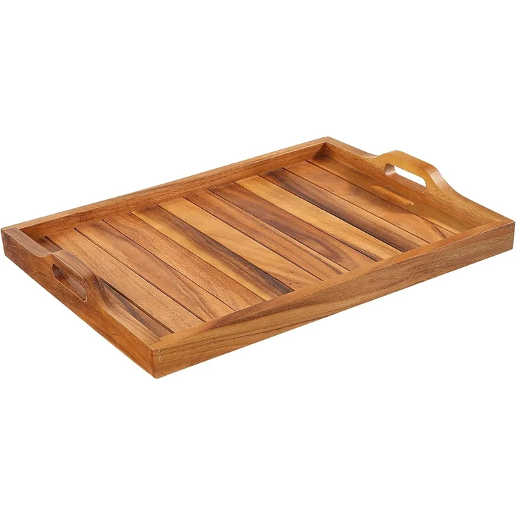 Serviertablett mit Standfuß, klappbar, Akazie – Bild 2
