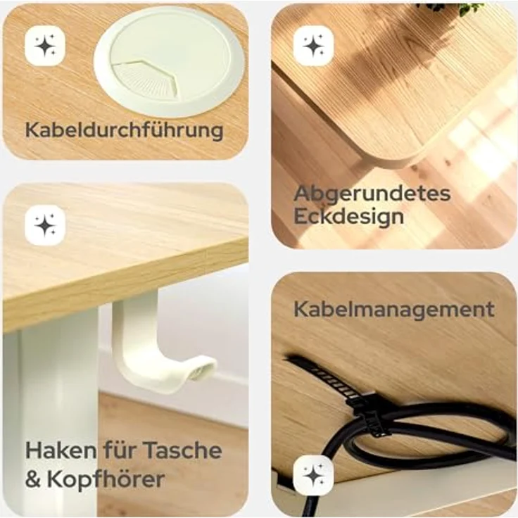 Arebos Schreibtisch Computer-Bürotisch 120 x 60 cm, elektrisch Memory-Funktion, 72-118 cm höhenverstellbar, Hebekapazität: 50 kg – Bild 8