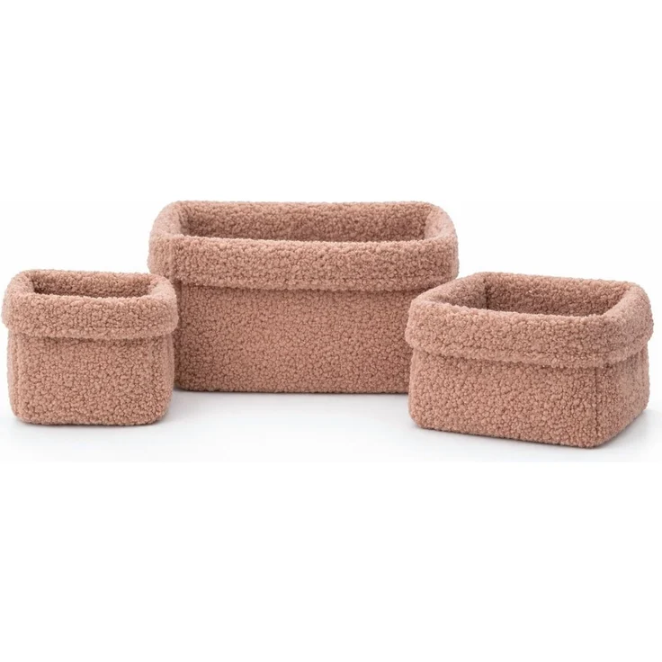 BABEES Dekokorb 3-er SET Organizer Utensilo Aufbewahrungskorb Wickeltisch Baby, BOUCLE Körbchen Wohnzimmer, Kinderzimmer, Badezimmer, Deko Korb – Bild 3