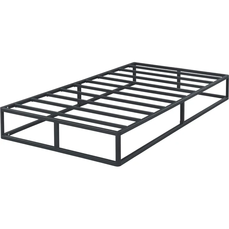 Olee sleep 22cm Modernes Metall-Plattform-Bettgestell / Bett / Metall / Metall-Bettgestell / Stahl-Lattenrost / Matratzenrahmen / Kein Boxspring erforderlich / 100x200 cm / Twin XL / Schwarz