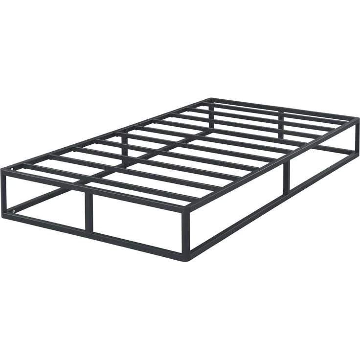 Olee sleep 22cm Modernes Metall-Plattform-Bettgestell / Bett / Metall / Metall-Bettgestell / Stahl-Lattenrost / Matratzenrahmen / Kein Boxspring erforderlich / 100x200 cm / Twin XL / Schwarz