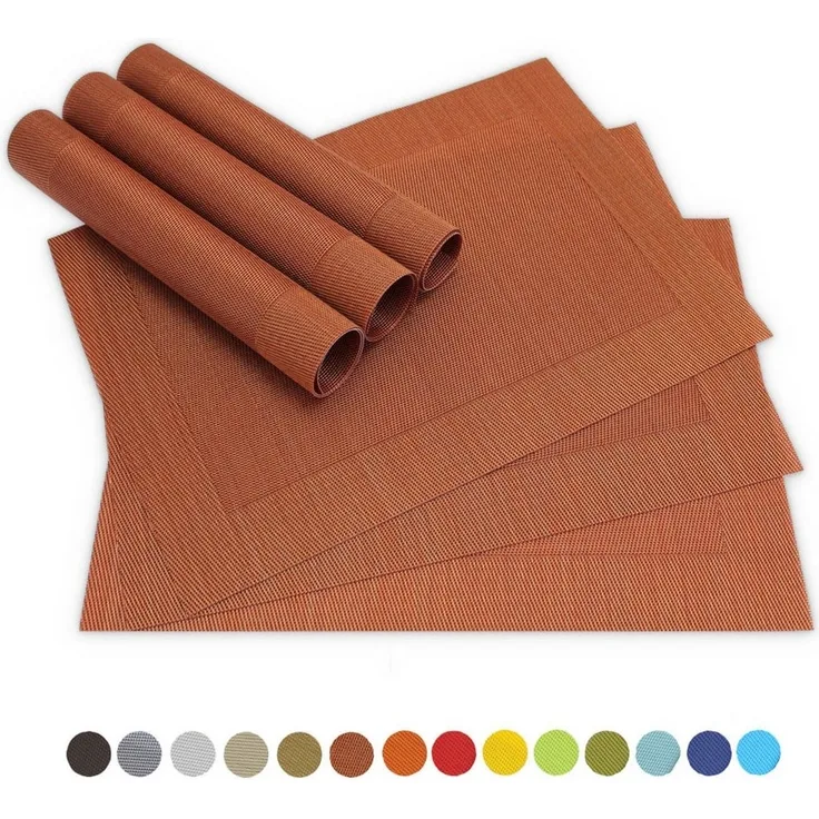 matches21 HOME & HOBBY Platzset Tischsets BORDA 6er Set Kupferfarben als Tischuntersetzer, (6-St), Abwaschbare Platzsets als Tischunterlagen für Ess-Tisch Tisch-Deko