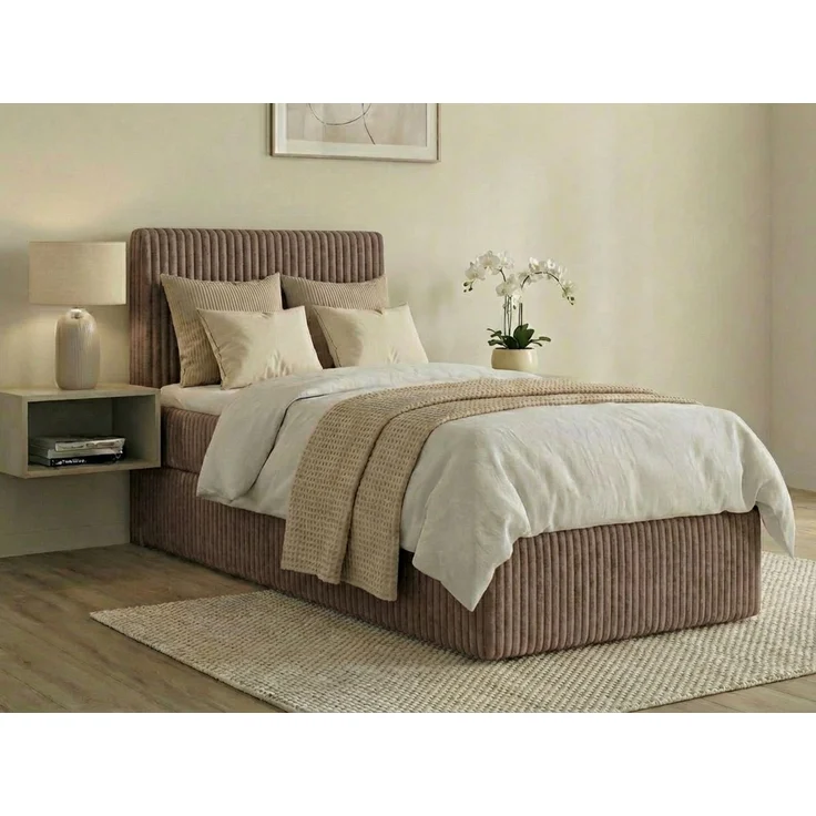 Boxspringbett RALFI 80 x 200 cm (Linke Seit) mit Bettkästen, Bonell-Matratze H2 und T25-Topper. Farbe: Braun – Bild 1