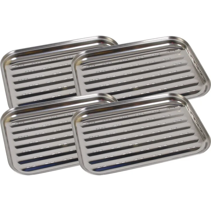 Edelstahl Grillschale, BBQ Grillzubehör, 35x24cm , 4x Grillschale