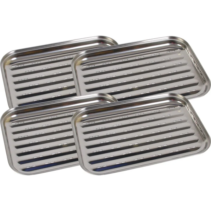 Edelstahl Grillschale, BBQ Grillzubehör, 35x24cm , 4x Grillschale