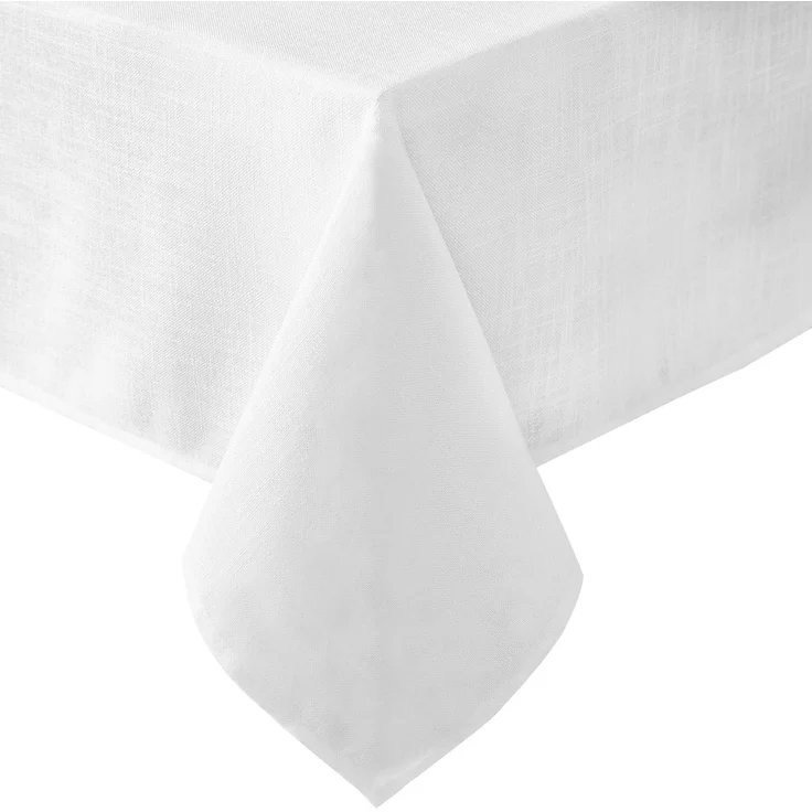 Laura Ashley Harper Luxuriöse Glatte Stoff-Tischdecke für formelle oder legere Abendessen, Urlaub, Bankett, Hochzeit oder Party, 152,4x213,4 cm, Weiß