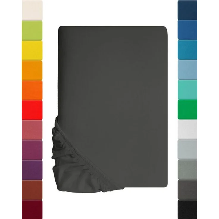 Kinder Jersey Spannbettlaken, Spannbetttuch, Lavea Serie Maya, 60x130 cm | 70x140 cm, Anthrazit, 100% Baumwolle, hochwertige Verarbeitung, mit Gummizug – Bild 4