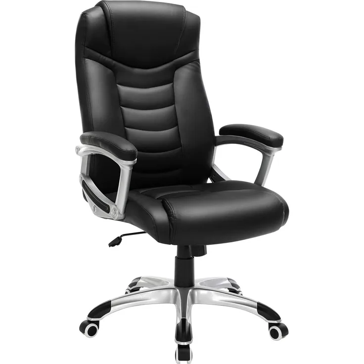 Songmics Ergonomischer Bürostuhl, höhenverstellbarer Drehstuhl, robust, stabil und langlebig, schwarz, OBG21B