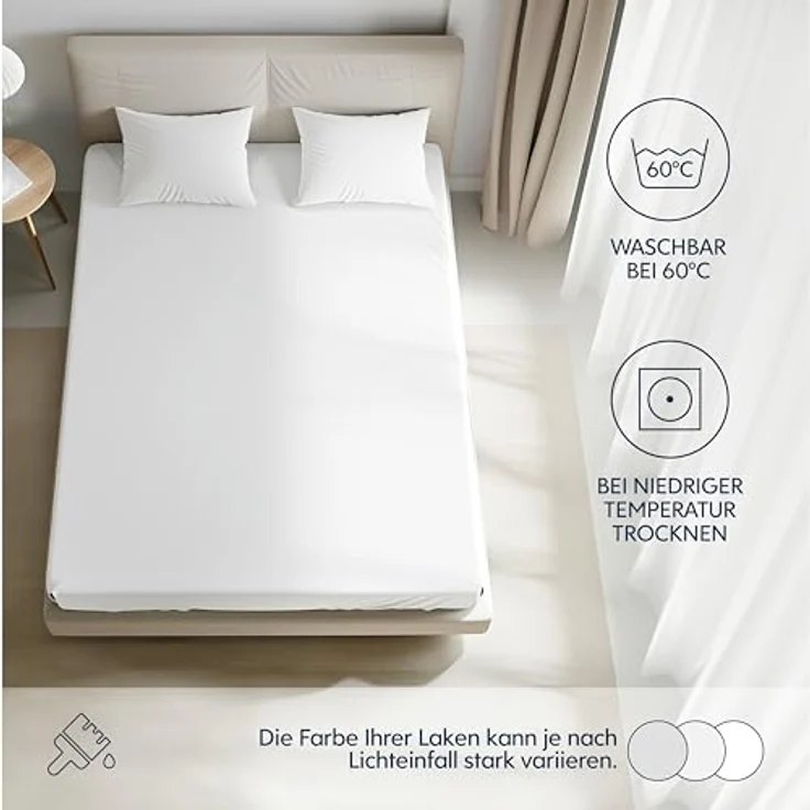 Dreamzie Premium Spannbettlaken 70x160 cm, Spannbetttuch für Dicke Matratzen bis zu 12 cm, Bettlaken 100% Jersey Baumwolle, 150 g/m², Oeko-TEX Zertifiziert - Weiß – Bild 6