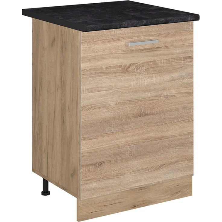 Küchenunterschrank R-Line Sonoma/Goldkraft Eiche 60 cm mit 1 Tür Arbeitsplatte Anthrazit Vicco – Bild 1