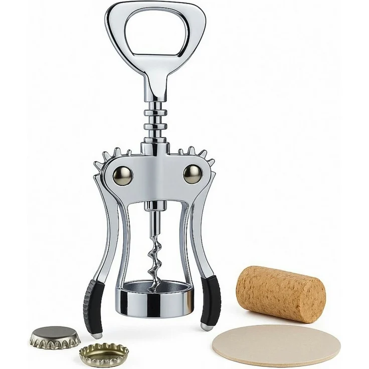 Koopman Korkenzieher Flaschenöffner Hebelkorkenzieher Kapselheber Weinflaschenöffner, (1 tlg), 19cm, Inkl. Flaschenöffner, Silberfarbend, Metall, Korken – Bild 5