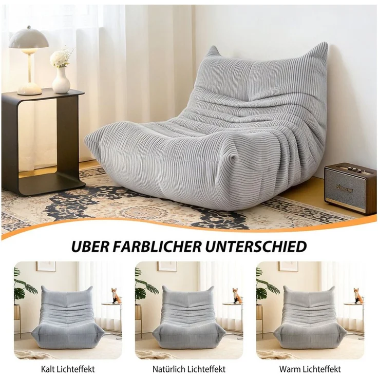 oyajia Sitzsack Relaxsessel Sofa Einzelsofa mit Hochelastischer Schwamm (mit Rückenlehne Einzelsofa), ohne Montage,Bequem & Modern für Wohnzimmer & Schlafzimmer – Bild 2