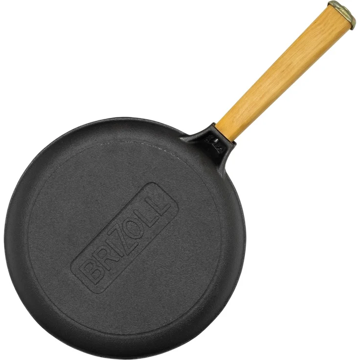 Pfannkuchenpfanne 24 cm Crêpes - Bratpfanne aus Gusseisen Omlettpfanne Blinipfanne Holzgriff Induktion – Bild 5