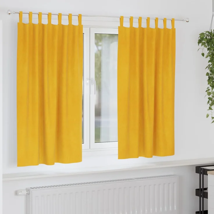 Verdunkelungsvorhänge 2 pcs | für Wohnzimmer & Schlafzimmer Senfgelb 140 x 175 cm Samt – Bild 2