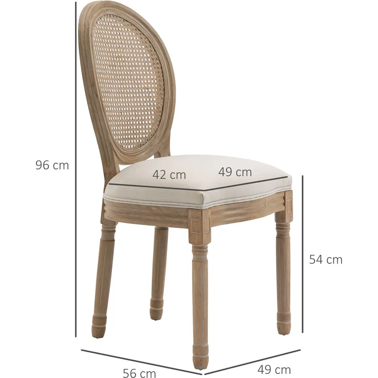 MELAYR, 2er-Set Esszimmerstühle, Wienergeflecht, Massivholz, 49 cm x 56 cm x 96 cm, Cremeweiß +Natur – Bild 5