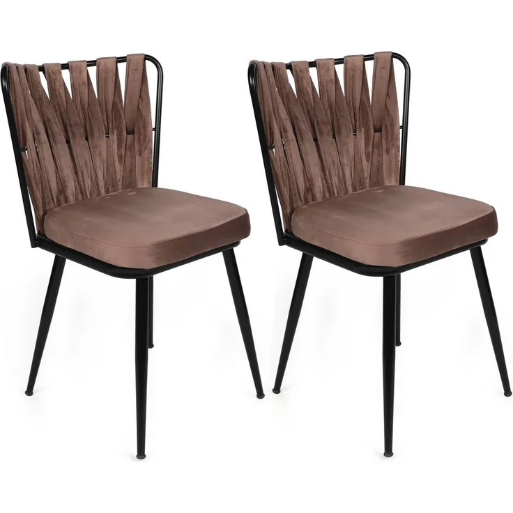 Skye Decor 'Kuşaklı-233 V2' Stuhlset (2-teilig), Hellbraun / Schwarz, 43 x 82 x 43 cm