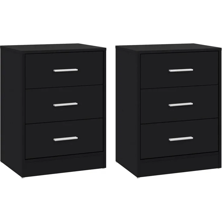 Woltu Nachttisch (2er-Set), Nachtschrank, 2er Set, mit 3 Schubladen, Nachtkommode, 39x54x28cm