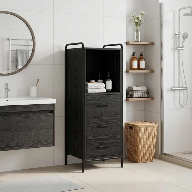 vidaXL Badezimmerschrank Schwarz Eichen-Optik 40 x 36 x 109,5 cm 8014046