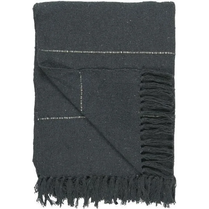 Plaid anthrazit m/creme Streifen quer