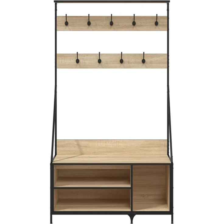 vidaXL Kleiderständer mit Schuhablage Sonoma-Eiche 100x41x184 cm 837868 – Bild 6