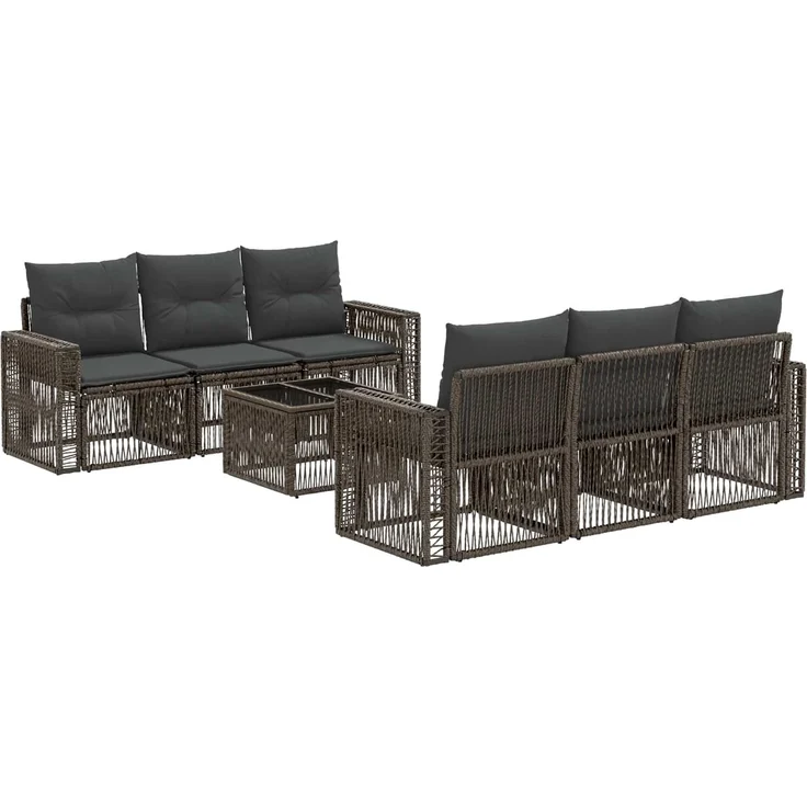 vidaXL Gartensofa-set 7 stk. Grau 55 x 55 x 37 cm Poly-Rattan 3435056 – Bild 2