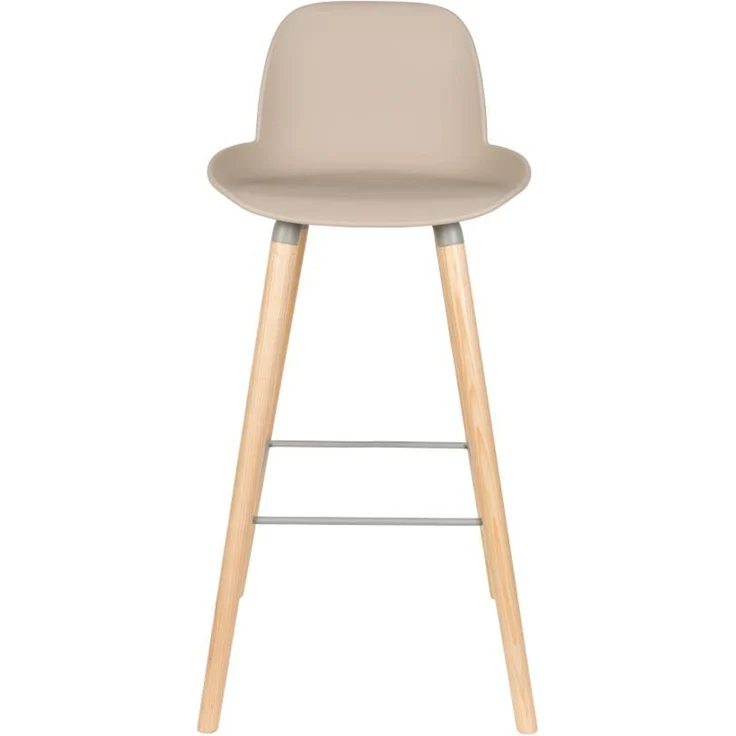 Zuiver Barhocker Albert Kuip im 2er-Set, Taupe mit Gestell aus Aluminium und Eschenholz – Bild 2