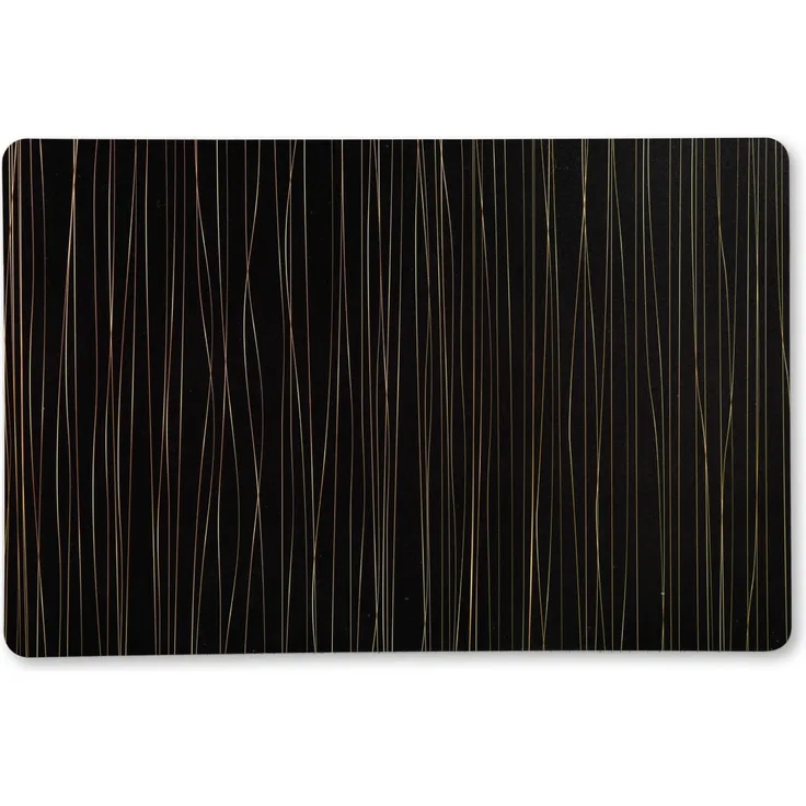 KESPER Platzset SCHWARZ MIT GOLDSTREIFEN aus Polypropylen / Untersetzer / Trend
