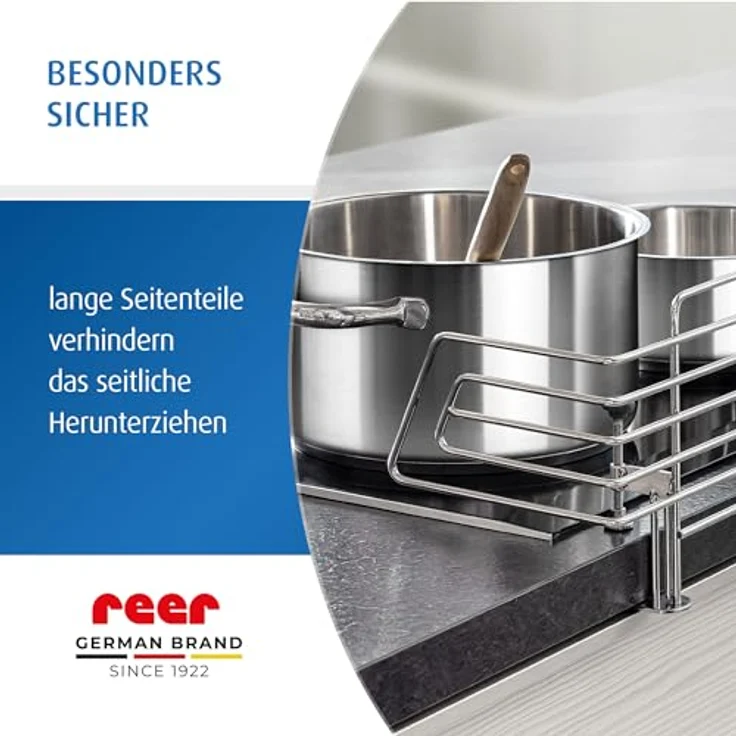 Reer Herdschutzgitter CLASSIC zum Klemmen aus Edelstahl, extra sicher, für 99% aller Küchen geeignet, silber – Bild 8