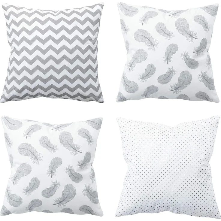 Amilian Dekokissen 4er Set - Dekokissen mit Füllung - 40x40 cm - Deko Kissen – Bild 1