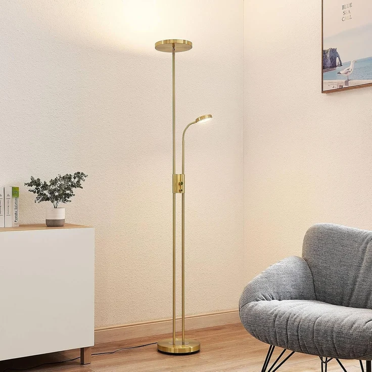 Lindby Stehlampe Seppa, Enthalten, 1 x 27 W LED + 1 x 6 W LED, warmweiß – Bild 2